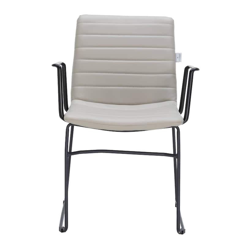 Zylar Ergonomic Guest Chair with Leather, Stainless Steel Base, High-Density Foam, Modern Design for Office or Waiting Room