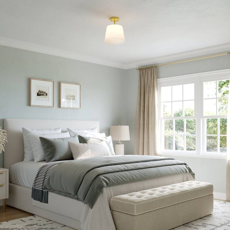 1-light Modern Dimmable Glass Semi Flush Mount Ceiling Lighting