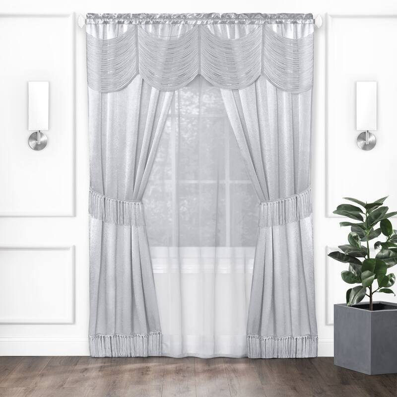 Achim Halley 6 Piece Window Curtain Set - 56x63 - Silver