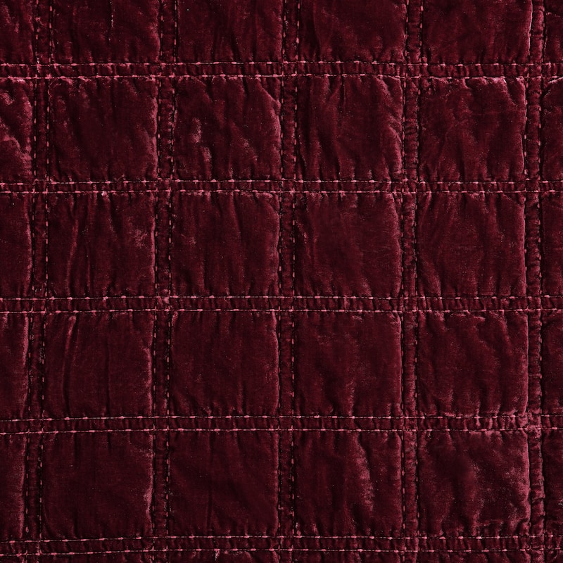 HiEnd Accents Stella Faux Silk Velvet Double Box Stitch Modern Rustic 3 Piece Quilt Set