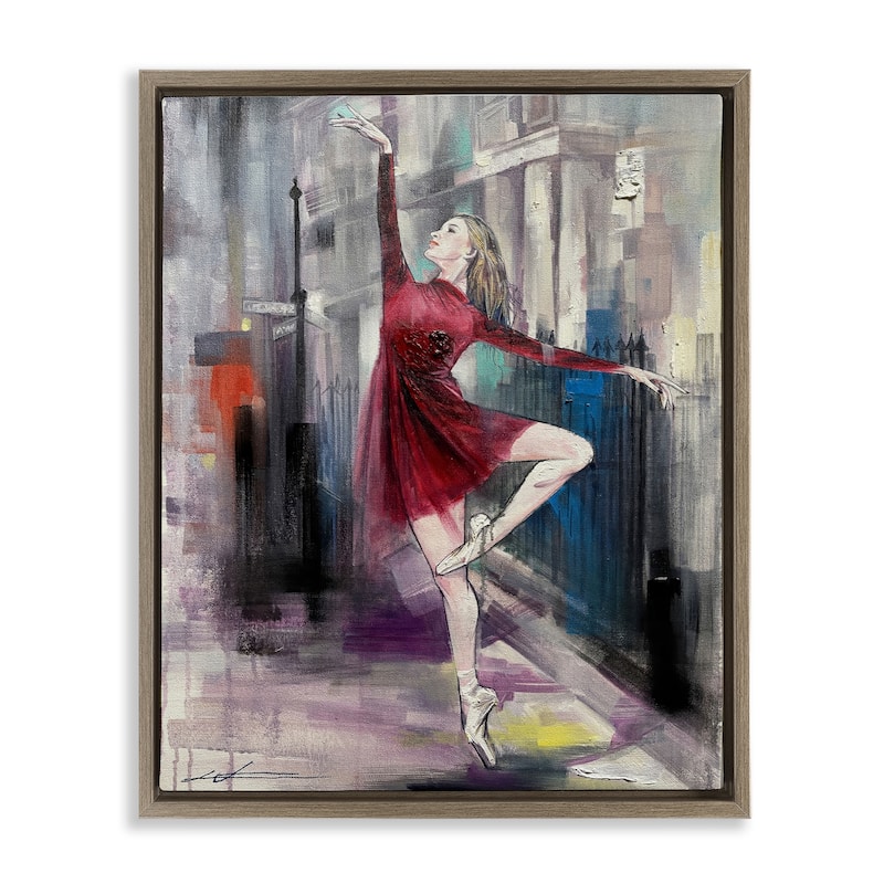 Stupell Ballet on City Street Framed Floater Canvas Wall Art Design By Lucille Lee - 25 x 31 - Brown