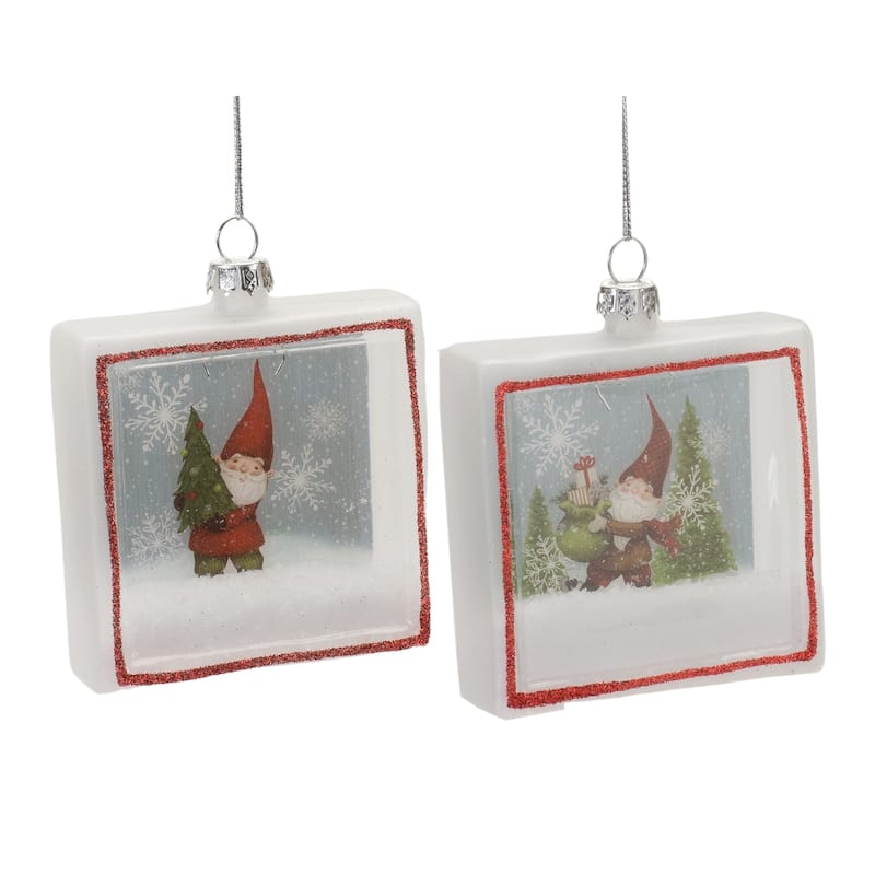 6ct Gnome Shadow Box Christmas Ornaments 4"