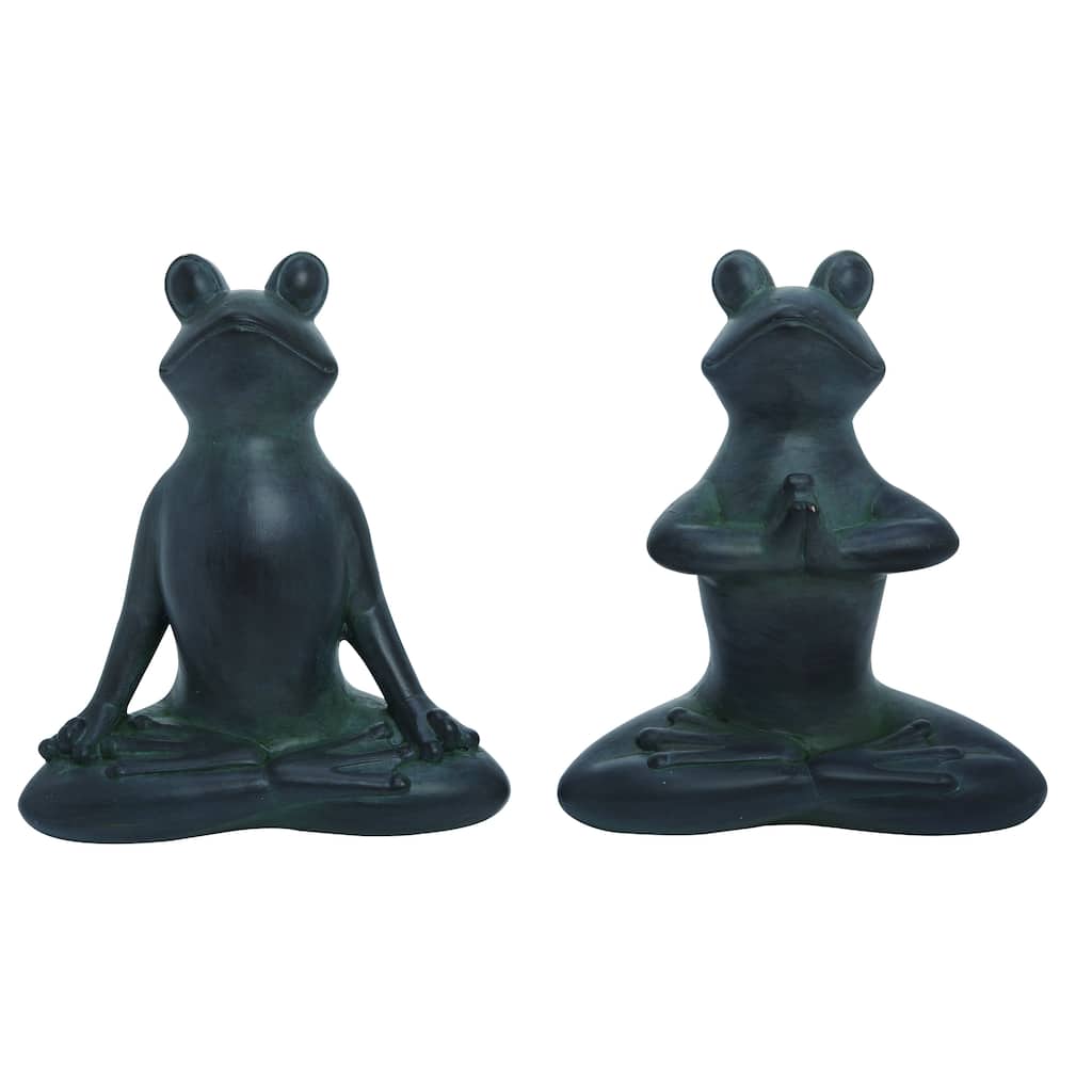 Transpac Terracotta Yoga Frog Statue Set of 2 Home and Garden Decorations, 9.25 inch H. Spring Home Decorations