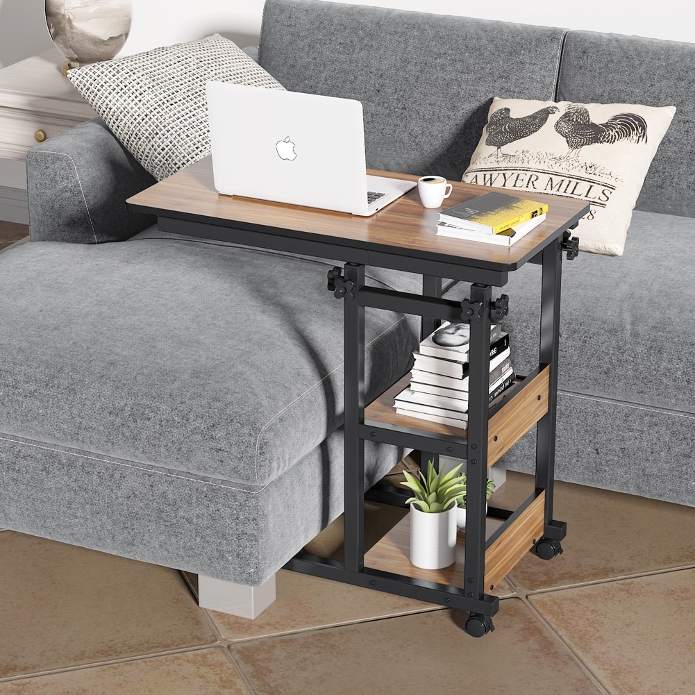 Tribesigns Sofa Side Table with Storage Shelves Mobile C Table