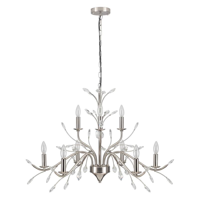 Farmhouse Retro Tree Branch Crystal Chandelier Candle-Style Pendant Light
