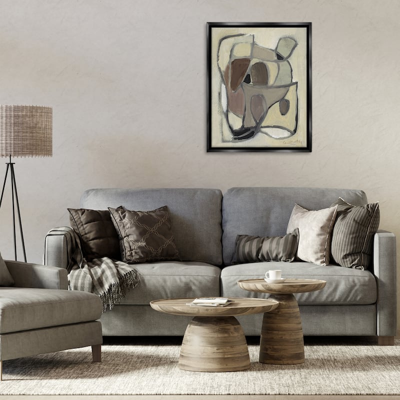 Stupell Rustic Curved Shapes Abstract Framed Floater Canvas Wall Art Design By Lanie Loreth