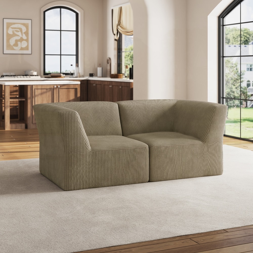 71" W Corduroy No Assembly Required Couch Modular Sectional Sofa