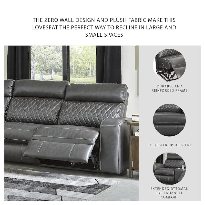 Signature Design by Ashley Samperstone Black 2-Piece Power Reclining Sectional Loveseat - 82"W x 38"D x 41"H