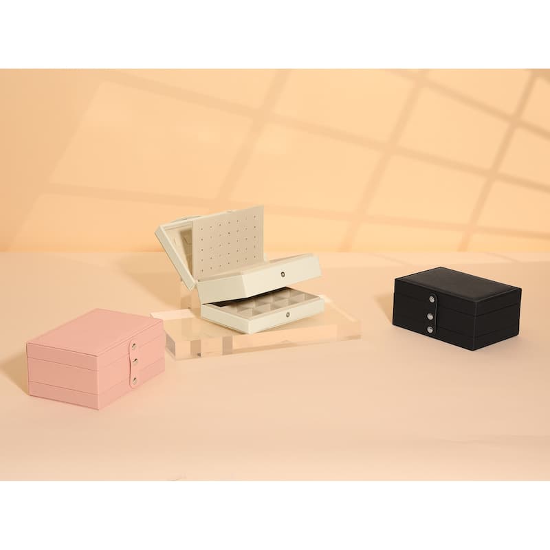 2 Layer Jewelry Box for Women Girls Birthday Gifts, PU Leather Jewelry Organizer Case Storage Display for Earring Necklace