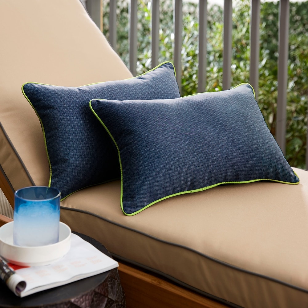 Sunbrella Spectrum Indigo/ Canvas Macaw Corded Indoor/ Outdoor Pillows (Set of 2)