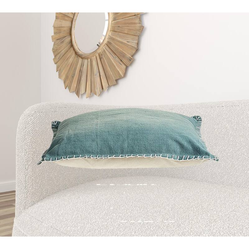 HomeRoots 24" X 24" Teal 100% Cotton Zippered Pillow