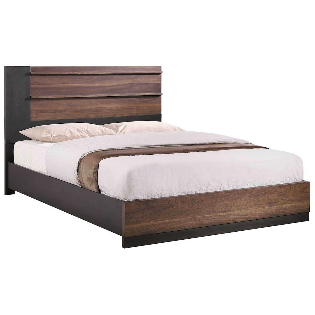 Gracia Walnut and Black Platform Bed