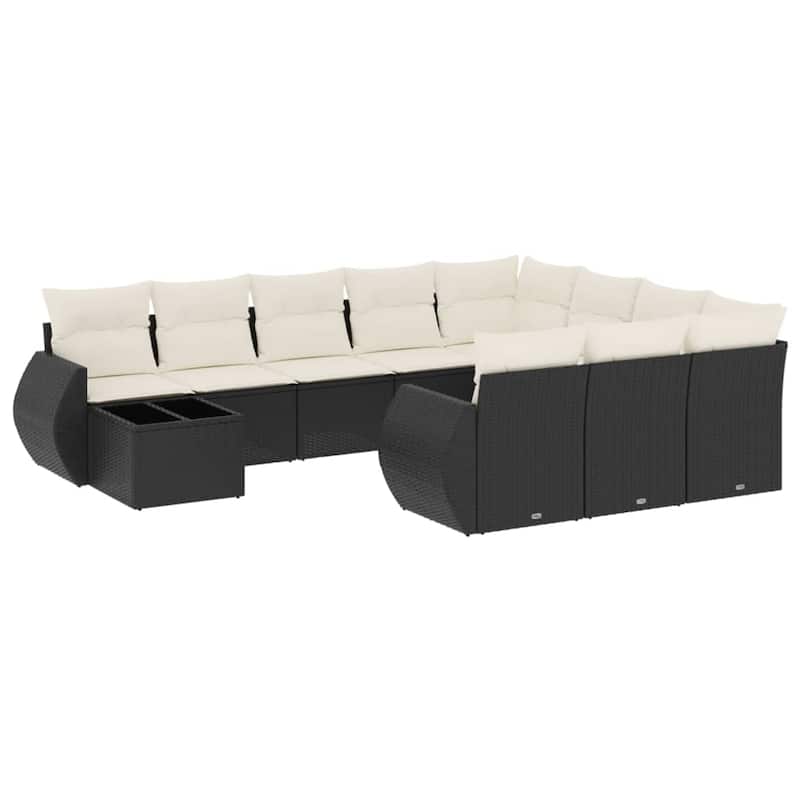 vidaXL Garden Sofa Set Black, Cream White - 21.7 x 21.7 x 14.6