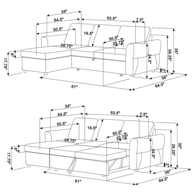 Samantha Upholstered Storage Sleeper Sectional Sofa