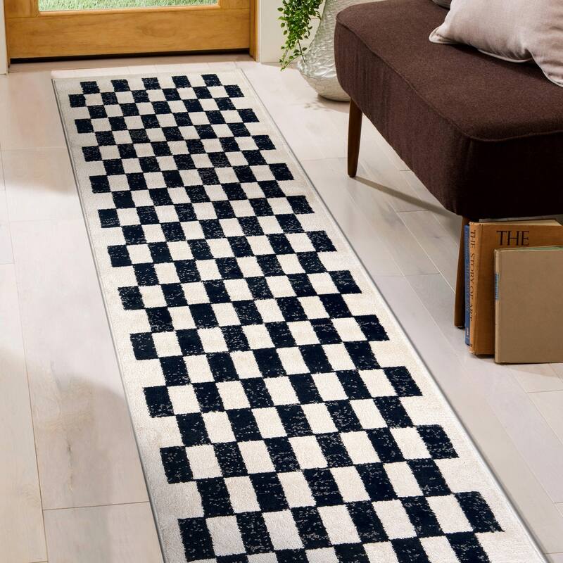 Distressed Abstract Area Rug - 2' 3" x 8'