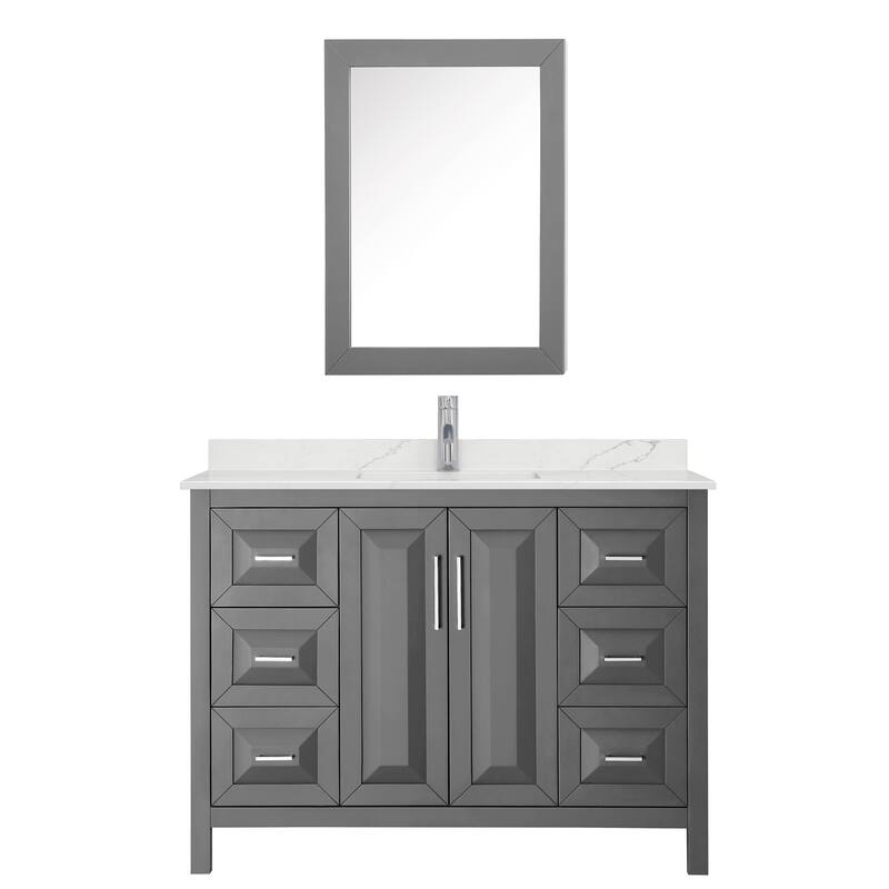 Daria 48-inch Single Vanity, Single Hole Quartz Top, Med Cabinet