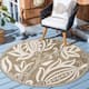 SAFAVIEH Courtyard Leatrice Indoor/ Outdoor Patio Backyard Rug - 5'3" x 5'3" Round - Brown/Natural