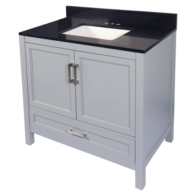 Nevado 37" Bathroom Vanity with Cultured Marble Vanity Top Sink in White with White Basin