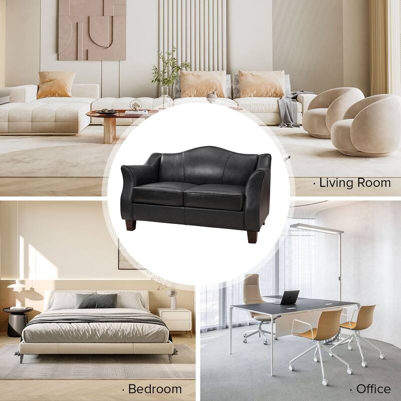 Franco Traditional 60" Wide Genuine Leather Sofa by HULALA HOME