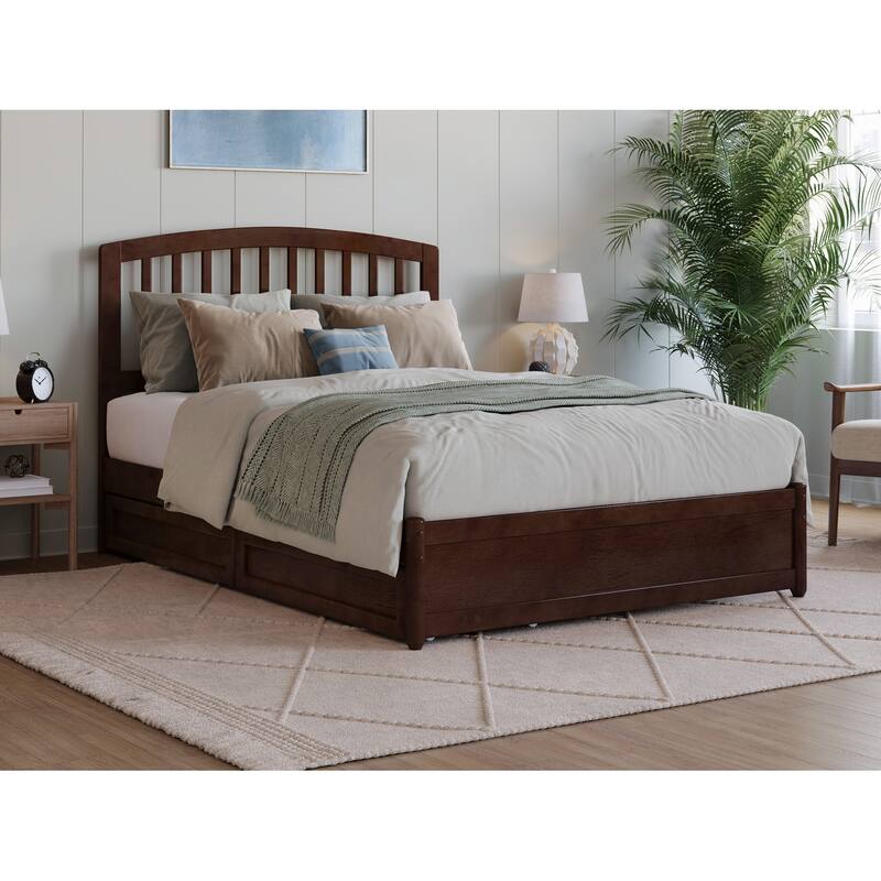 Lucia Platform Bed with Panel Footboard and Storage Drawers - Walnut - Full