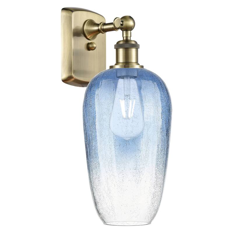 Innovations Lighting 516-1W-16-7 Brookhaven Flute Sconce Brookhaven - Antique Brass / Sapphire Blue