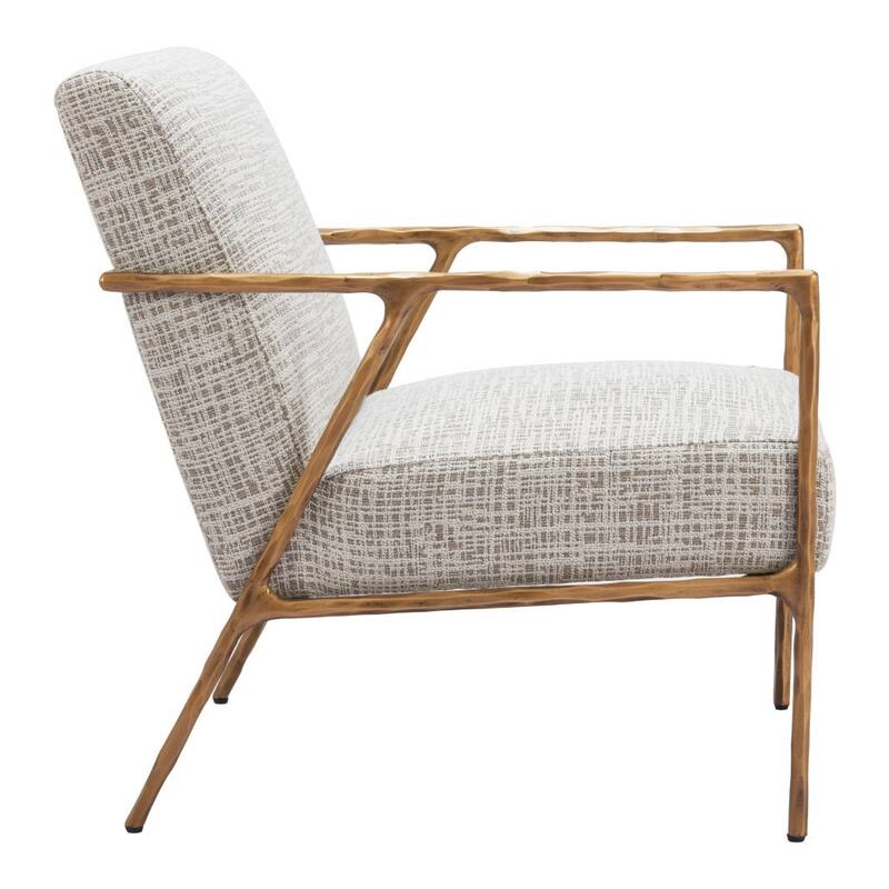 HomeRoots 25" Beige And Gold Upholstered Arm Chair - 25' X '31.1' X '32