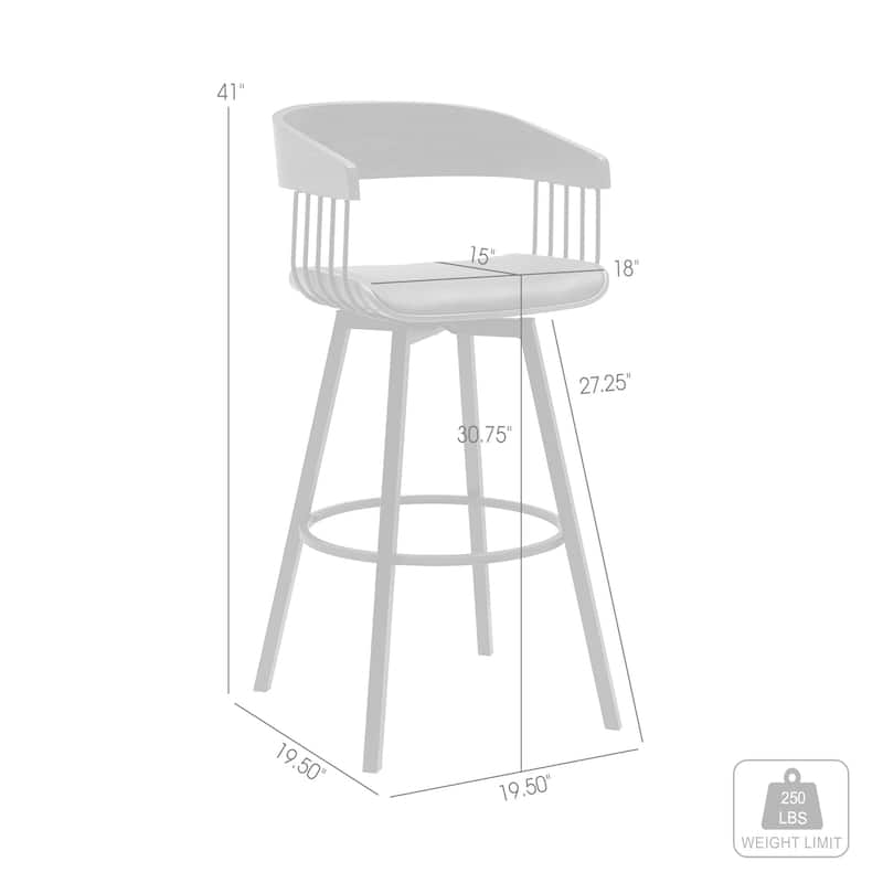 31" Gray and Black Faux Leather with Metal Swivel Bar Height Bar Chair