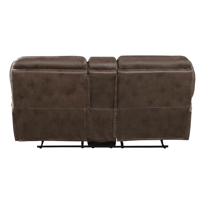 Tony 80 Inch Dual Manual Recliner Loveseat, Cupholders, Brown Microfiber