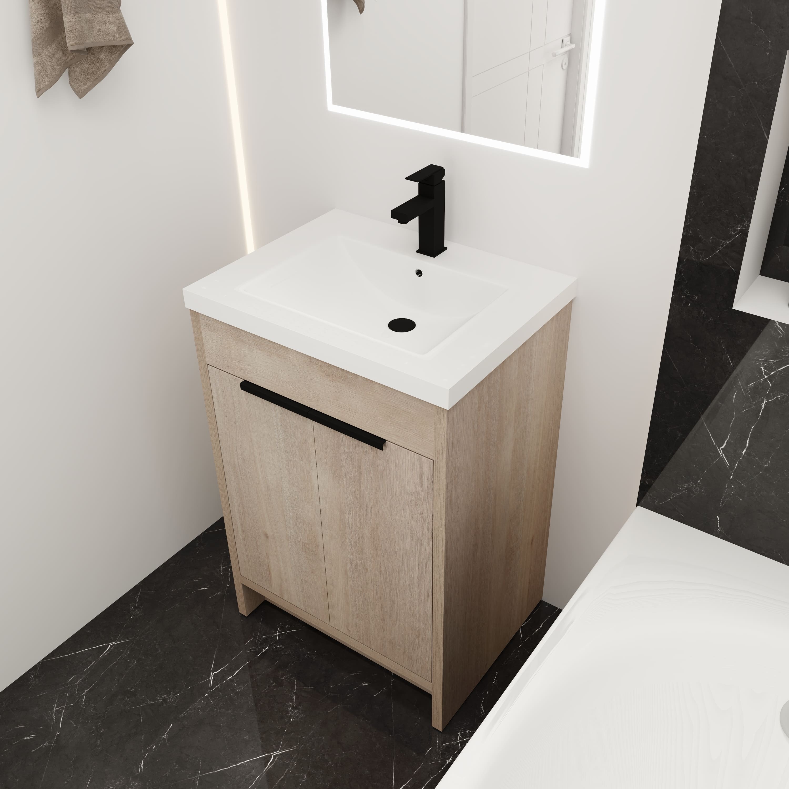 24 Inch Freestanding Bathroom Vanity With White Resin Sink - Bed Bath ...
