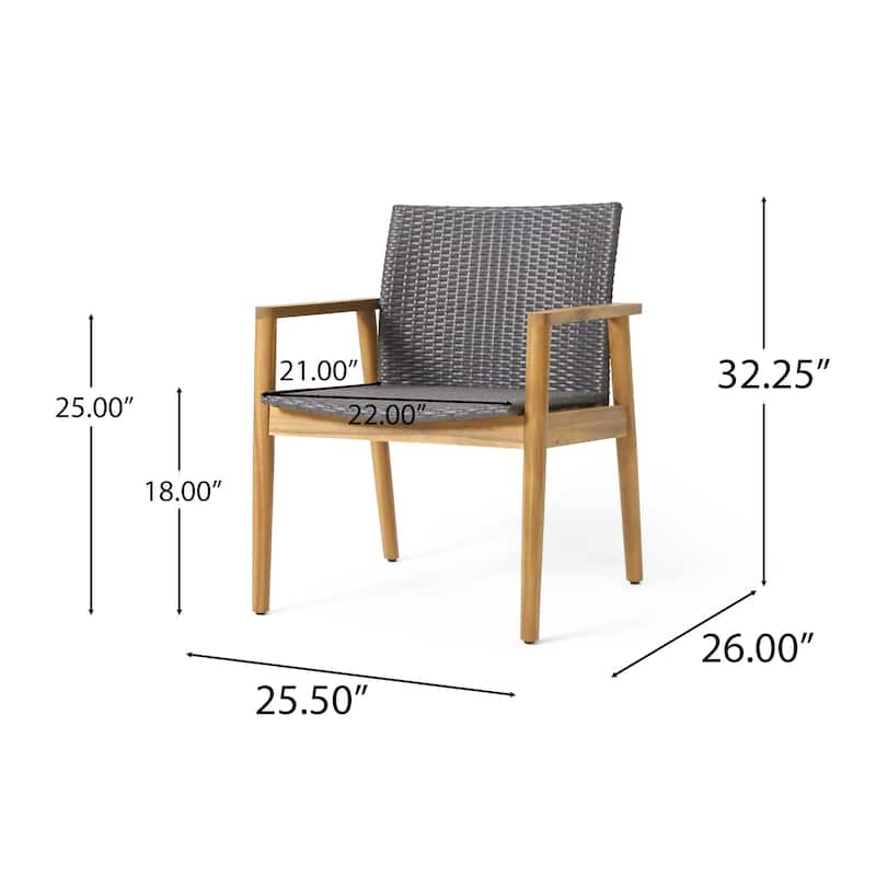 Bryan Wicker and Acacia Wood Outdoor Club Chairs by Christopher Knight Home