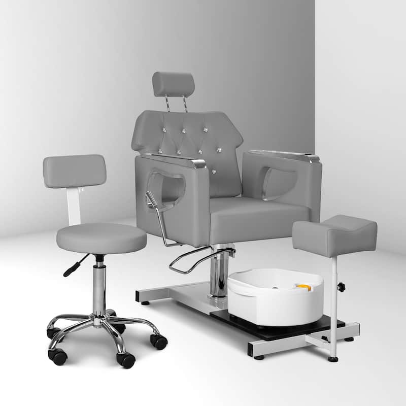 Pedicure Chair with Foot Spa Stool with Adjustable Pedicure Stand