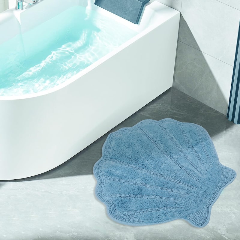 Better Trends Seashell Bath Rug 100% Cotton Absorbent Reversible Bathroom Mat Marilyn Collection