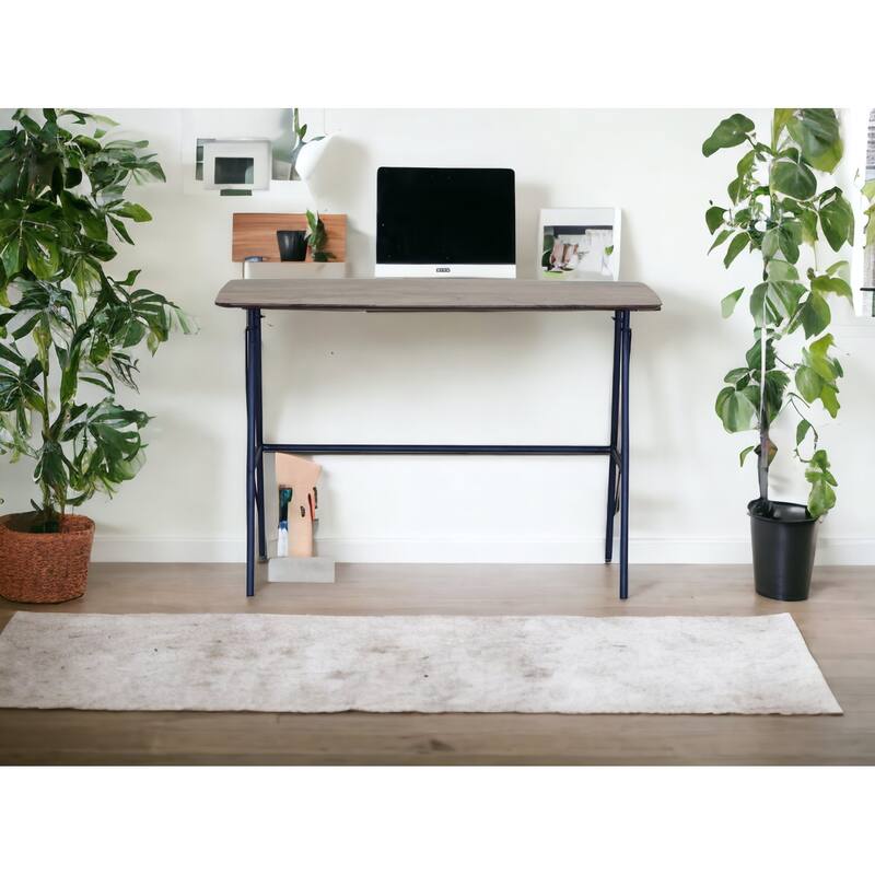 44" Brown and Black Solid Wood Writing Desk