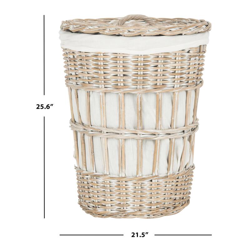 SAFAVIEH Nandita White Wash Storage Hamper with Liner - 21.5" x 21.5" x 25.6" - 22Wx22Dx26H