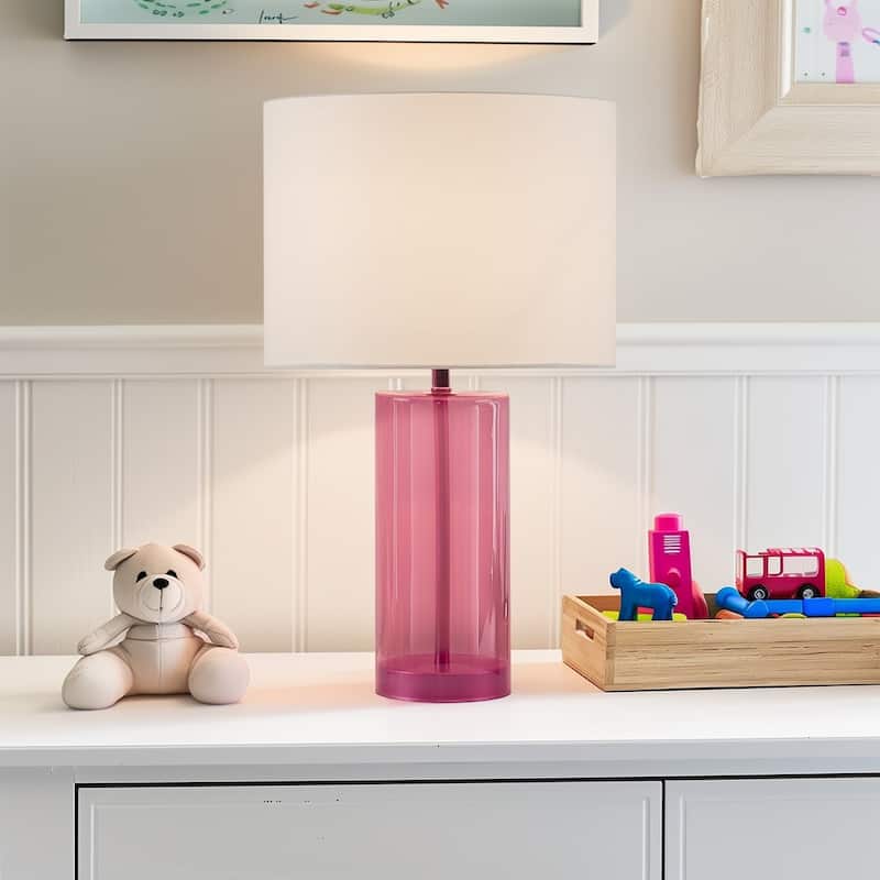 Pink Glass Table Lamp with LED Bulb Included Modern Bedroom Decor