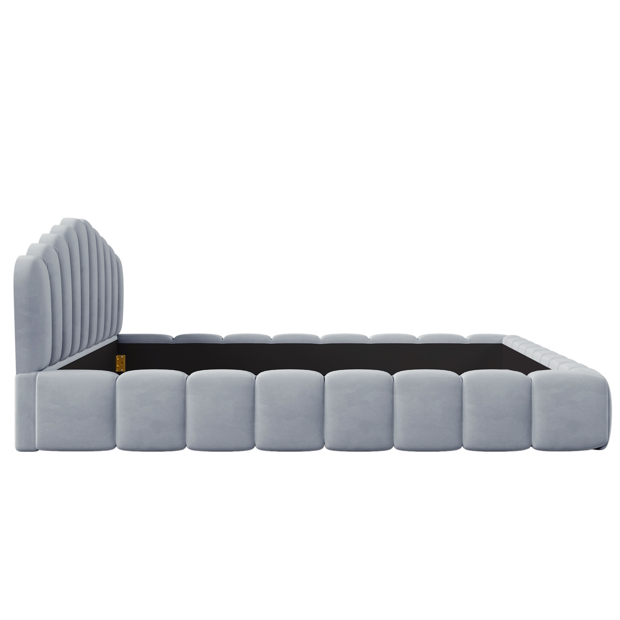 Roomfitters Velvet Queen Bed Frame with Shell Headboard