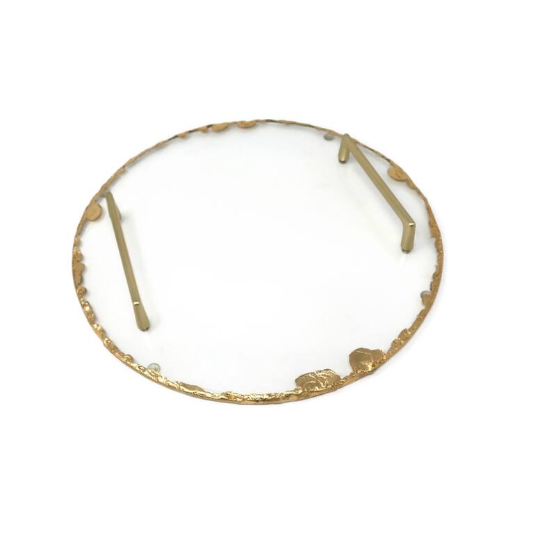 Glass Tray with Gold Rim and Handles