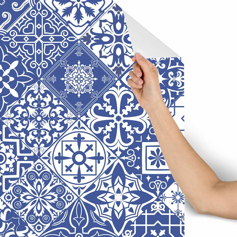 Blue Moroccan Removable Wallpaper - 10'ft H x 24''inch W