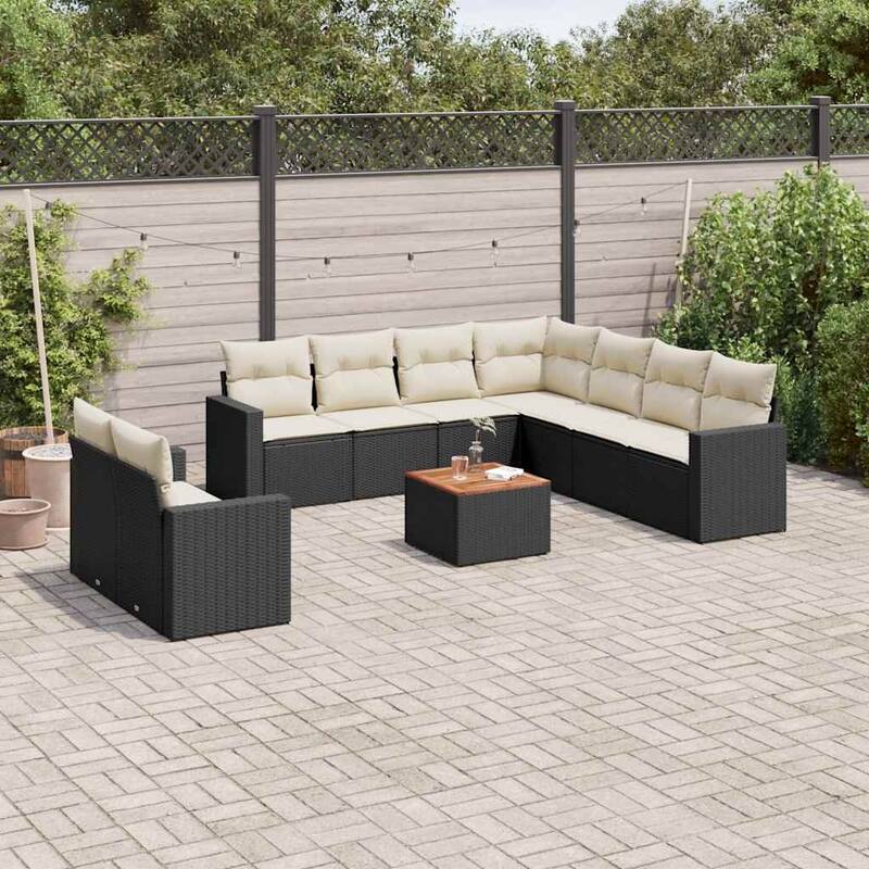 vidaXL Garden Sofa Set Black, Cream White - 93.5 x 93.5 x 27.2