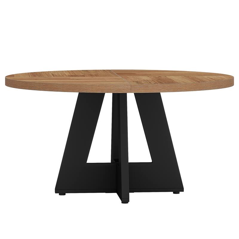 47" Round Conference Table Meeting Room Table with Thickened Top Wood Base Modern Training Desk for Conference/Seminar Room