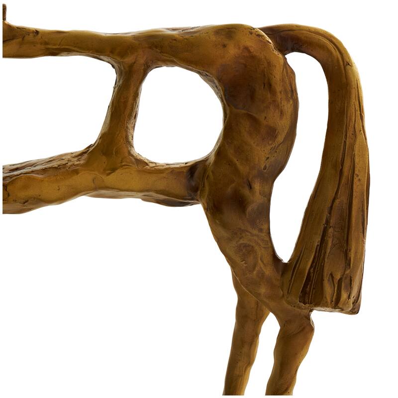 Gold Polystone Slim Frame Textured Horse Decorative Sculpture with Cutouts