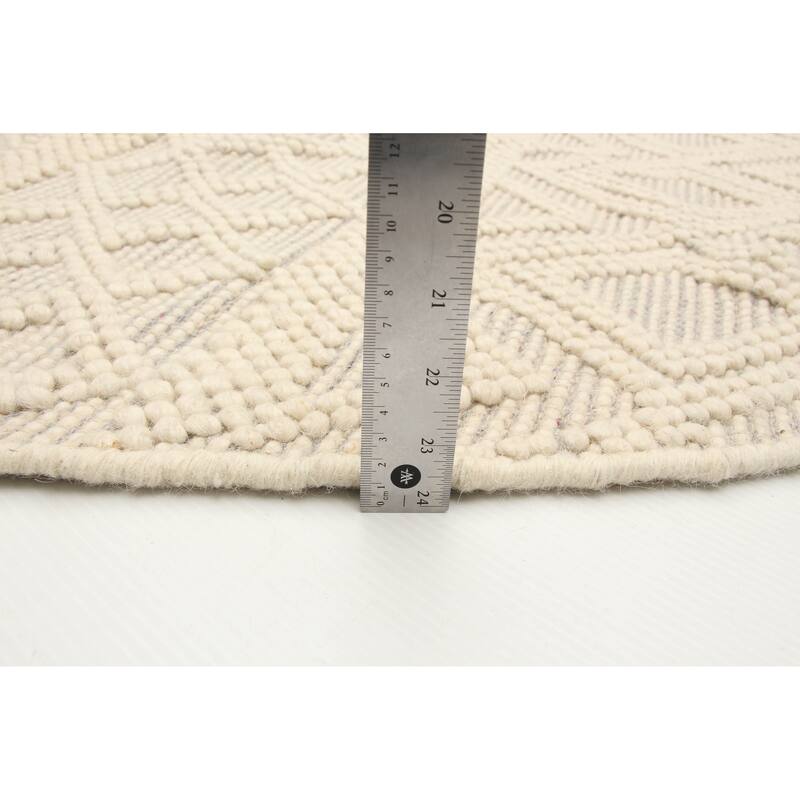 ECARPETGALLERY Braid weave Sienna Cream Wool Rug - 5'11 x 5'11