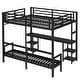 preview thumbnail 6 of 12, Queen Over Twin XL Metal Bunk Bed / Loft Bed with Desk and Shelves, Multiple Uses Bed Frame with LED Light and Charging Station
