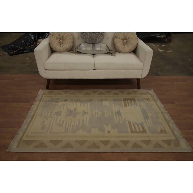 Hand Woven Oriental 100% Wool Carpet Southwestern Tribal Purples Kilim Area Rug - 5' 7'' X 3' 11''