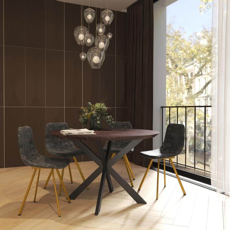 Markley (Set of 2) Modern Leather Upholstered Accent Dining Chair With Gold Metal Legs for Dining Room, Kitchen or Office