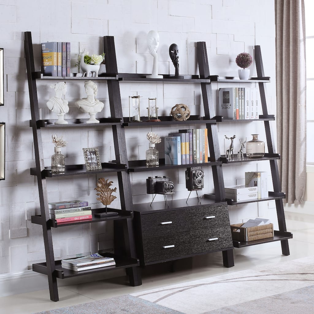 Colella 3-piece Storage Ladder Bookshelf Set Cappuccino - 33.50" x 16.50" x 72.00"