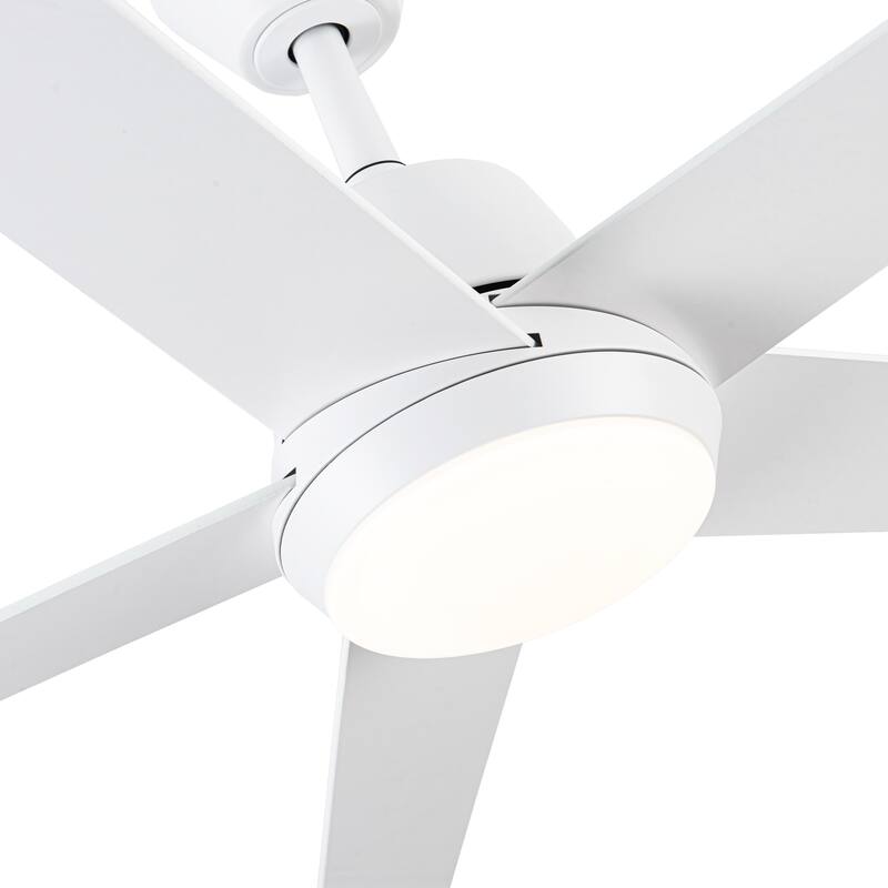 52-inch Modern Plywood 5-blade White Ceiling Fan with Light and Remote