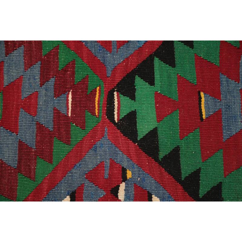 Hand Woven Oriental 100% Wool Carpet Southwestern Tribal Navy Blue & Blues Kilim Area Rug - 8' 11'' X 5' 9''