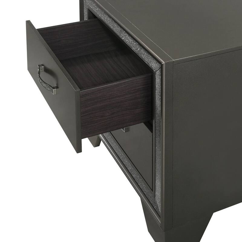 Gray/Chrome 2 Drawer 23.6 in. W Nightstand with Trimmed Edge Design