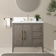 preview thumbnail 49 of 95, Vanity Art 36" Single Sink Bathroom Vanity Cabinet with Engineered Marble Countertop 36"/Golden Brushed Handle - Driftwood Gray